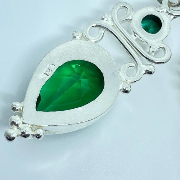 Sterling Silver Jeweled Dangle Earrings - Picture 5 of 17